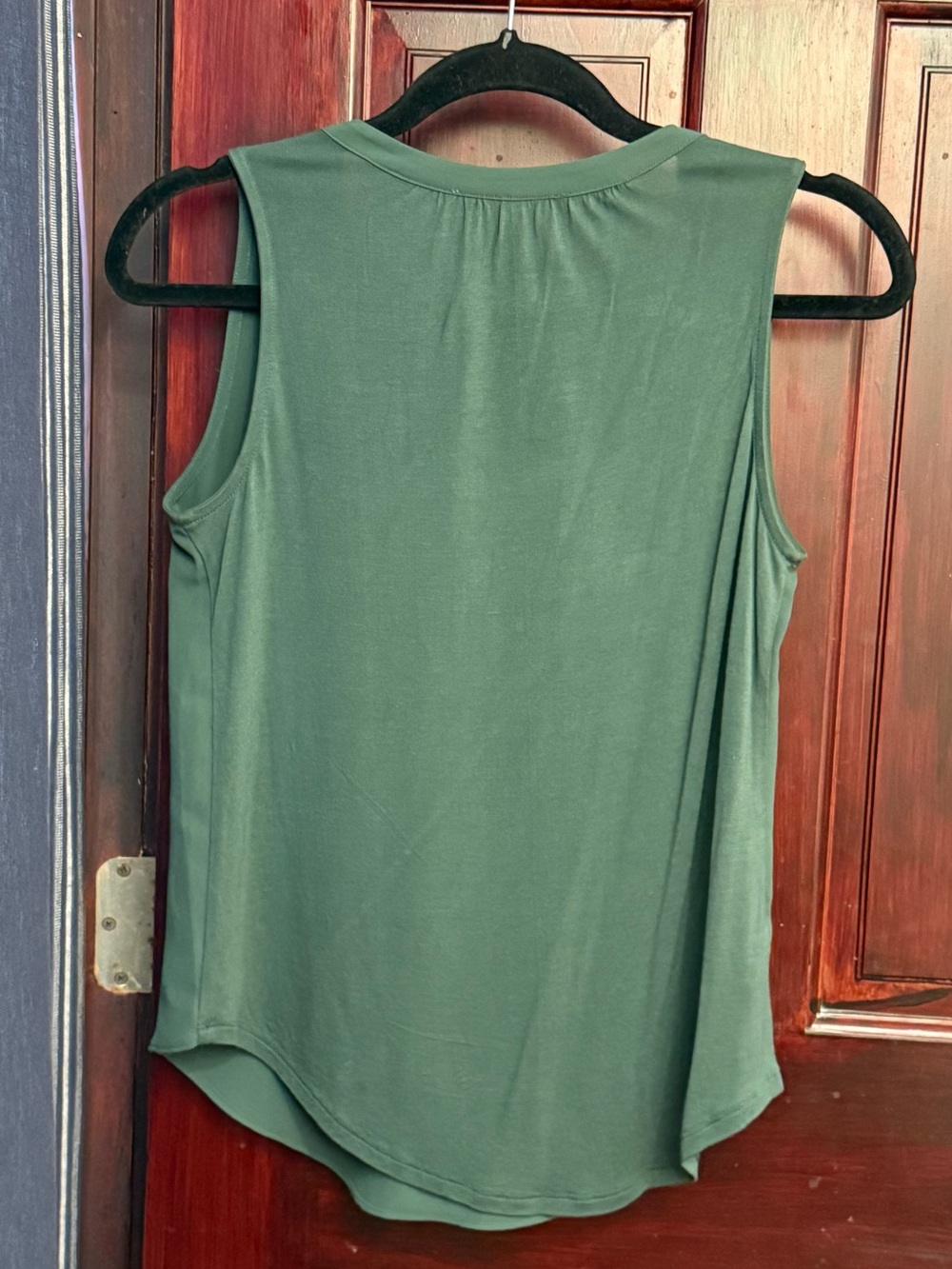 Dressy Green Tank - Sleeveless Green V-Neck Women's Top - Picture 2 of 2